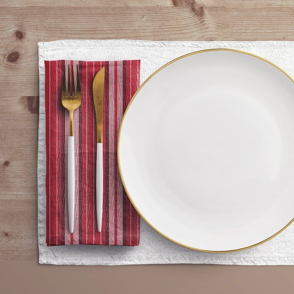 NWT Porter Anna- Red & Black Cotton Napkin 4-set, Stripe